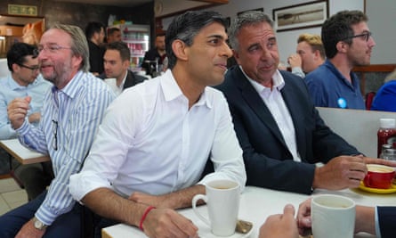 Rishi Sunak and newly elected Conservative MP for Uxbridge and South Ruislip Steve Tuckwell at a cafe in Ruislip