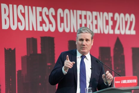 Keir Starmer speaking at the Labour business conference in London.