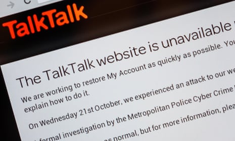 The TalkTalk website after the data breach.
