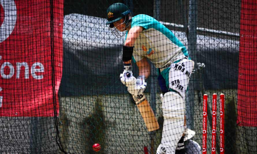 Steve Smith looks focused in the nets on Monday. The former Australia captain averages 65 in Ashes Tests, in which he has scored 11 centuries.