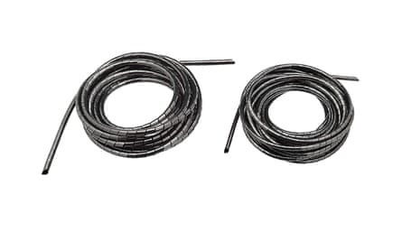 Two grey Amazon Basics cable tidy sleeves