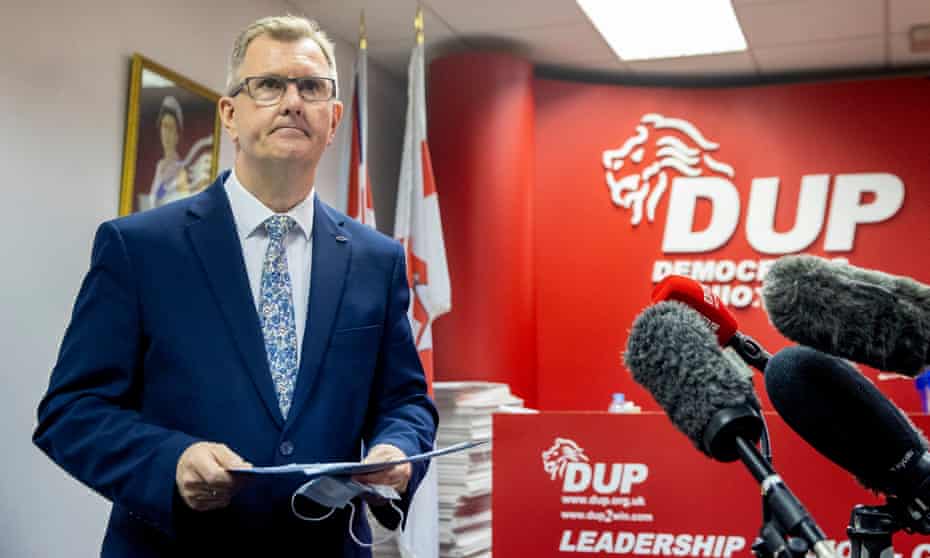 Sir Jeffrey Donaldson launches his campaign to become leader of the DUP at the constituency office of DUP MP Gavin Robinson in east Belfast.