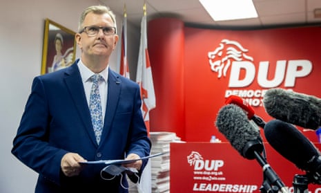 Sir Jeffrey Donaldson launches his campaign to become leader of the DUP at the constituency office of DUP MP Gavin Robinson in east Belfast.
