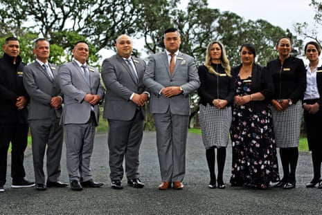 The Casketeers, front and centre, husband and wife Francis and Kaiora Tipene.