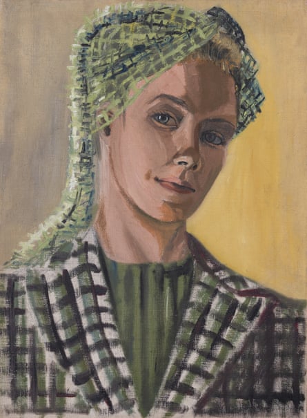 Sylvia Sleigh, Self-Portrait with Green Net Turban, 1941, oil on canvas board.