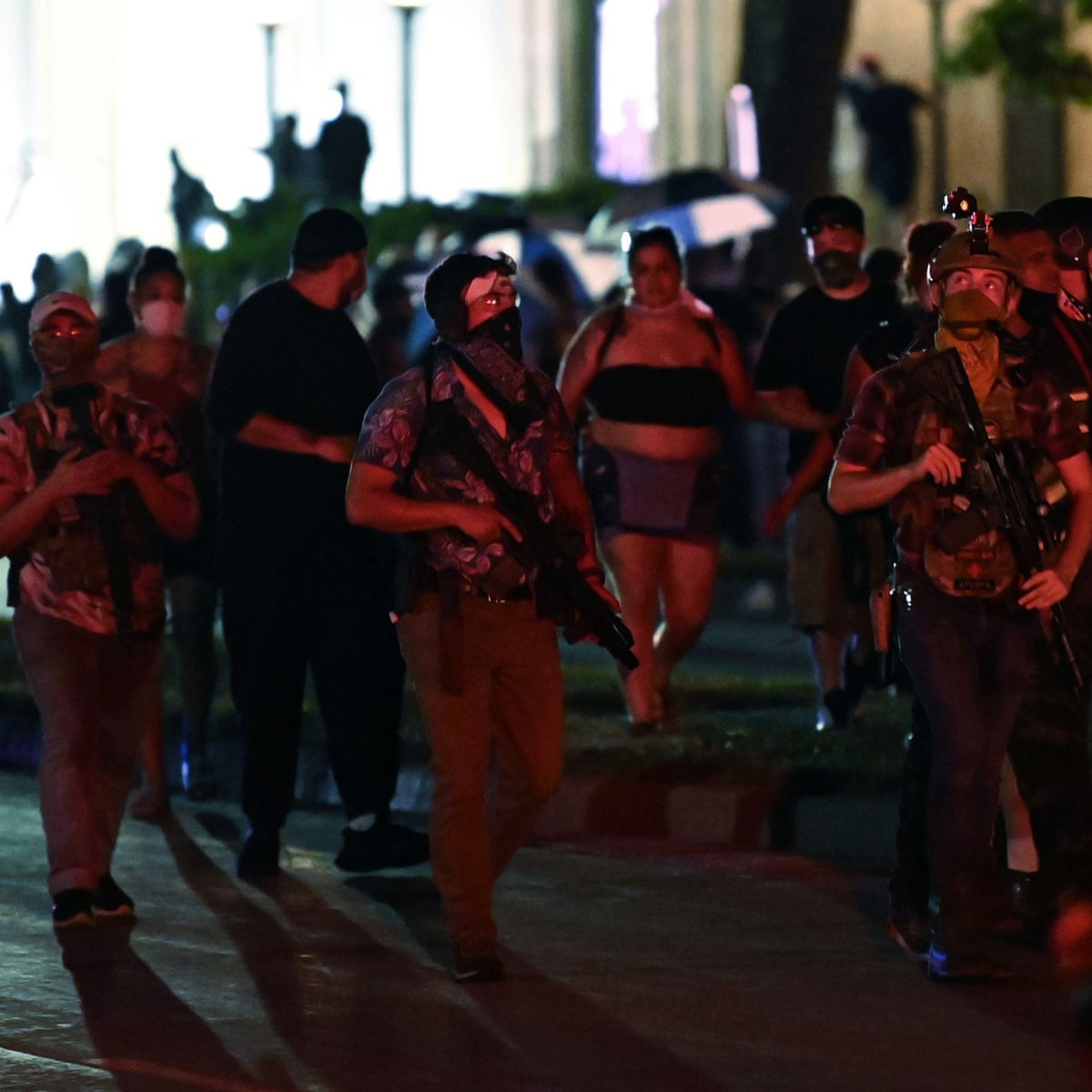 Armed White Men Patrolling Kenosha Protests Organized On Facebook Us News The Guardian