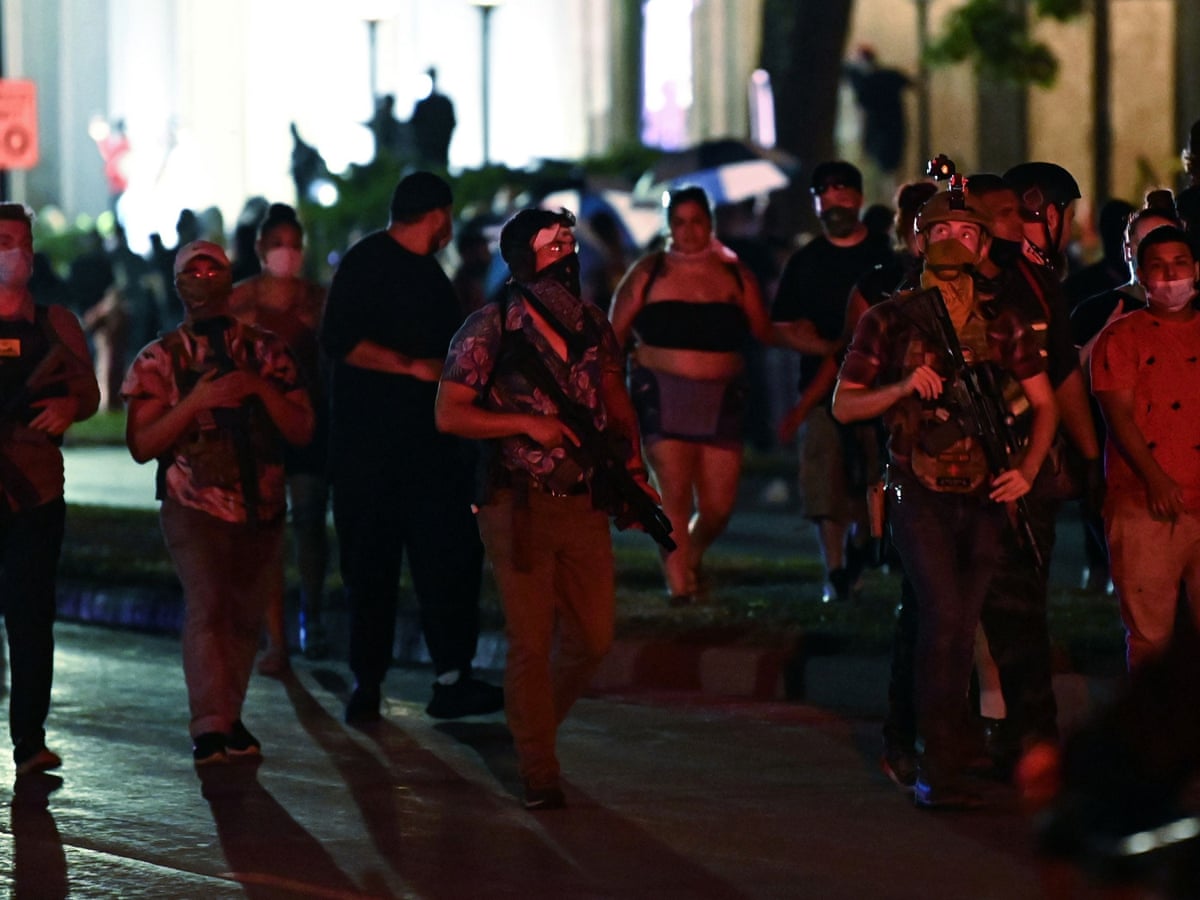 Armed White Men Patrolling Kenosha Protests Organized On Facebook Us News The Guardian