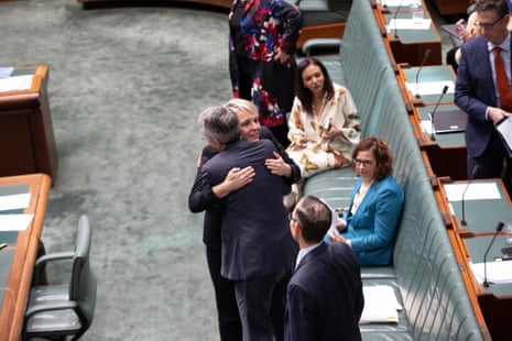 Tanya Plibersek hugs Mark Dreyfus