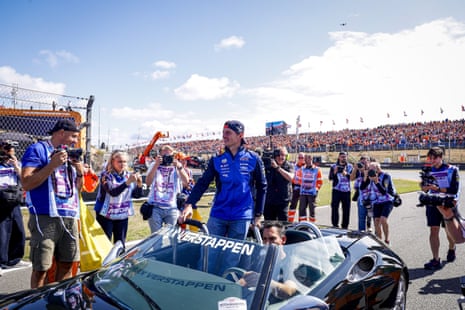 Max Verstappen from the Netherlands and driver for Red Bull Racing during the drivers’ parade for the Formula One Dutch Grand Prix at Circuit Zandvoort