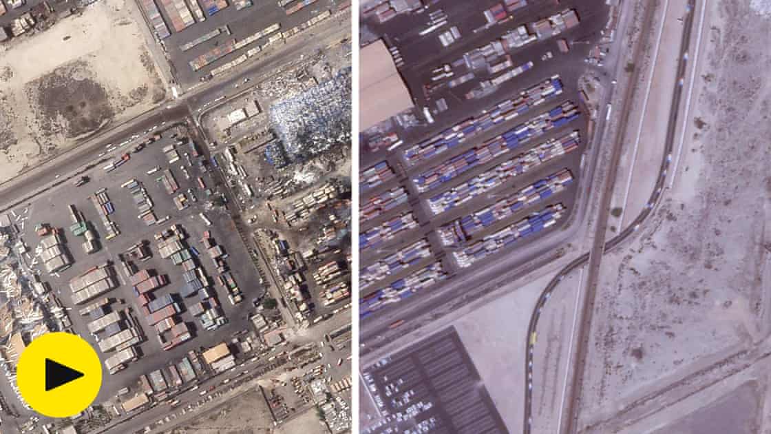 Drone footage shows aftermath of deadly Iran port blast – video