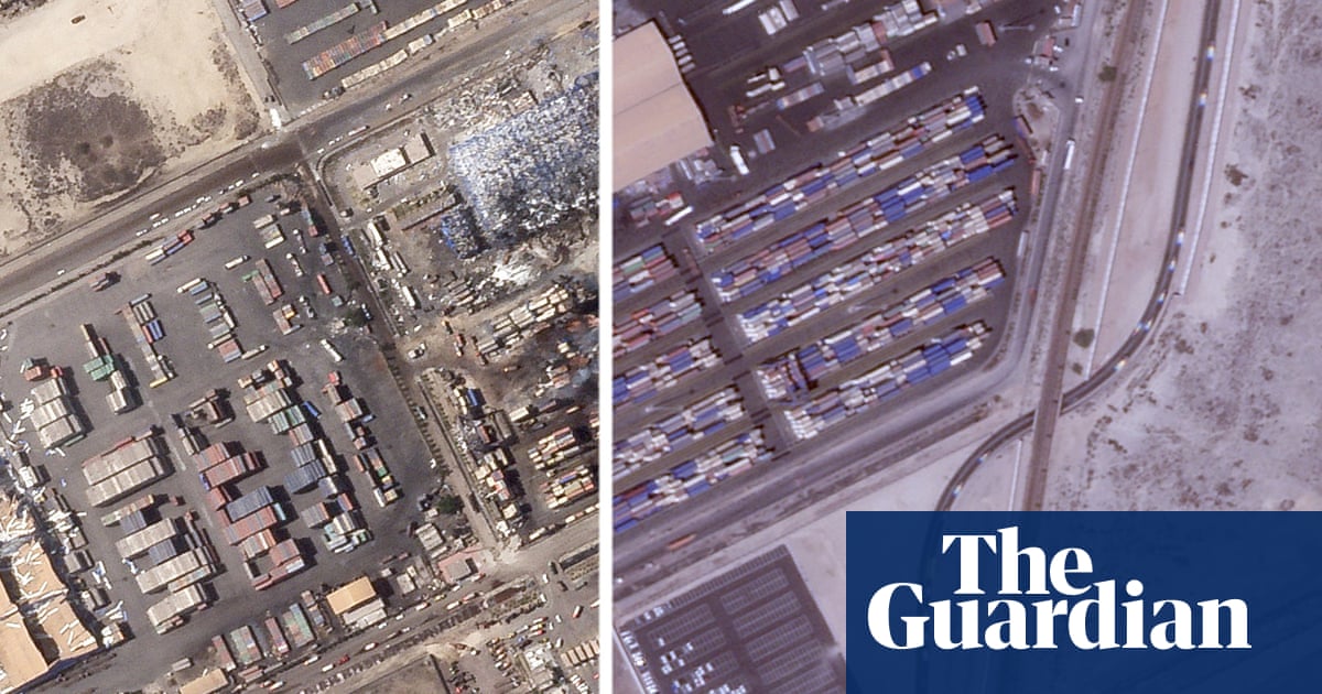 Drone footage shows aftermath of deadly Iran port blast – video