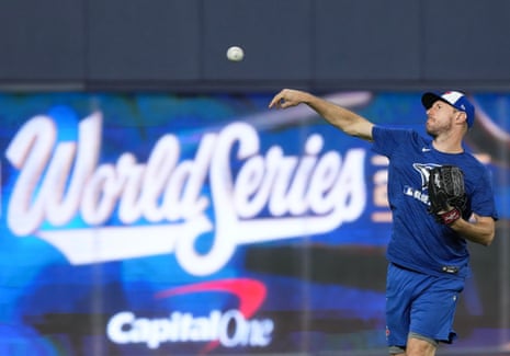 Blue Jays pitcher Max Scherzer works out ahead of Game 7.