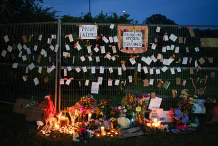 flowers and candles on the ground