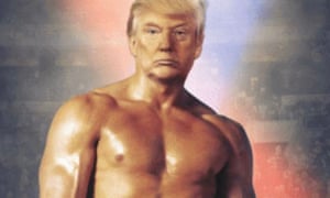 Detail of image posted by @realDonaldTrump, showing the president's head on a muscled torso