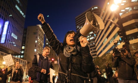 Yvette Felarca demonstrates following a grand jury’s decision not to indict a police officer in the chokehold death of Eric Garner in 2014.