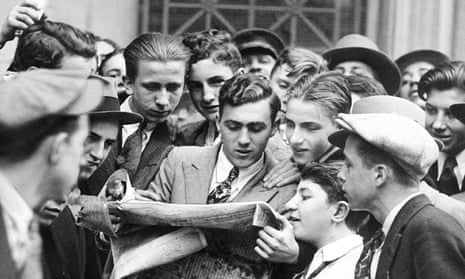 News breaks of the Wall Street stock market crash in 1929, which prompted the New Deal
