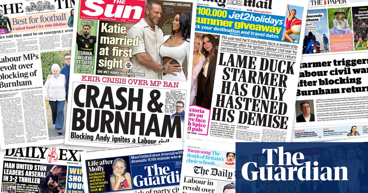 ‘Crash & Burnham’: what the UK papers say as Labour blocks Andy Burnham’s ...