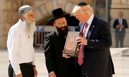 Donald Trump at the Western Wall in Jerusalem, where he stopped before heading to the Vatican on his first world tour.