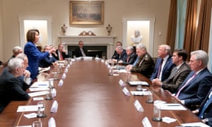 Nancy Pelosi gets under the president’s skin in a meeting in the White House cabinet room on 17 October.