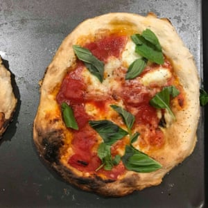 Twenty-four hours is sufficient to produce a dough for this, Pizza Pilgrim’s pizza.