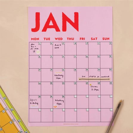 Good Tuesday Large Monthly Undated A3 Wall Planner
