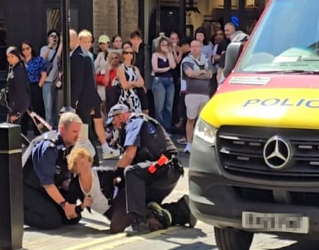 The scene in Covent Garden, where four people were stabbed.