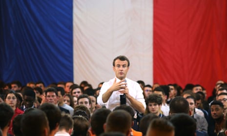 Emmanuel Macron speaks during an event in Etang-sur-Arroux