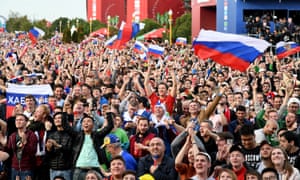 The Russian fans in the fan zone are enjoying this ...