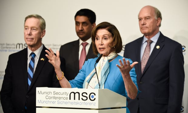 Nancy Pelosi with members of the US delegation