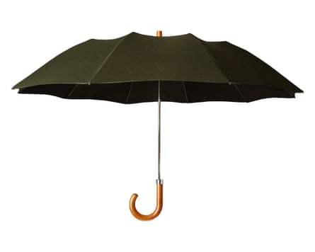 London Undercover black umbrella with wooden hook handle