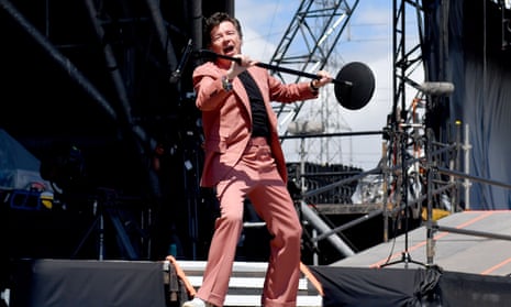 Rick Astley looking sprightly on the Pyramid stage.