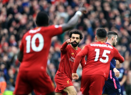 Liverpool’s Mohamed Salah celebrates a goal