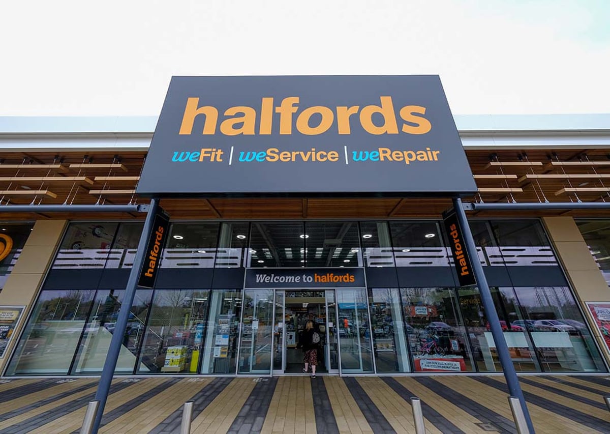 A Halfords store front.