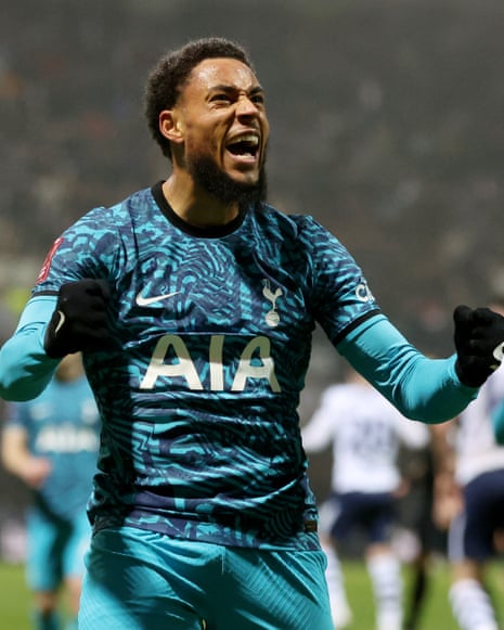 Arnaut Danjuma celebrates scoring his third goal.