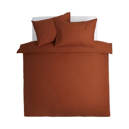 Habitat Cotton Linen Plain Rust Bedding Set – Double