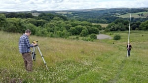 Phil Renforth (left) surveying the slag tips in Consett.