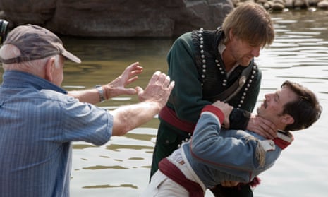 From left, Tom Clegg directing Sean Bean and Pascal Langdale in Sharpe’s Peril, 2008.