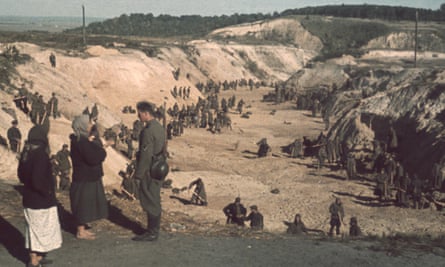 A still from Babi Yar: Context, showing the titular ravine where more than 33,000 Jews were killed by the SS and their Ukrainian collaborators.