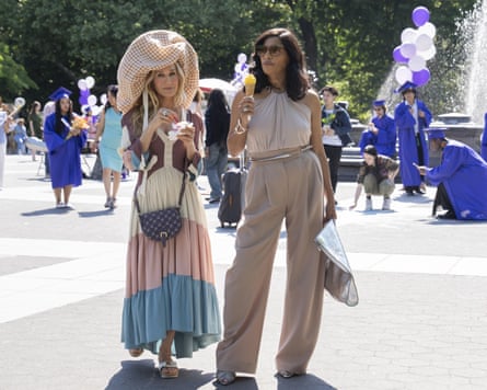 Parker with Sarita Choudhury as Seema Patel in And Just Like That.
