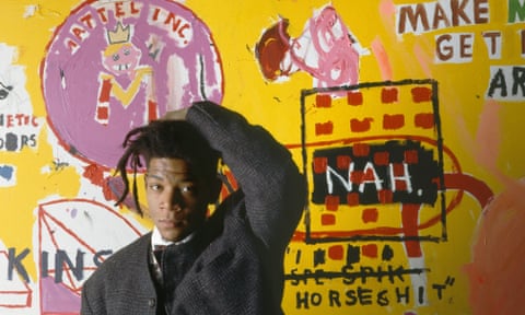 Jean-Michel Basquiat at an exhibition of his work in 1988