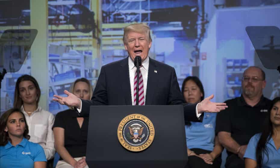 Donald Trump gives a speech on tax reform to the National Association Of Manufacturers.