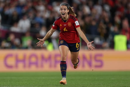 Aitana Bonmatí runs to celebrate Spain’s victory