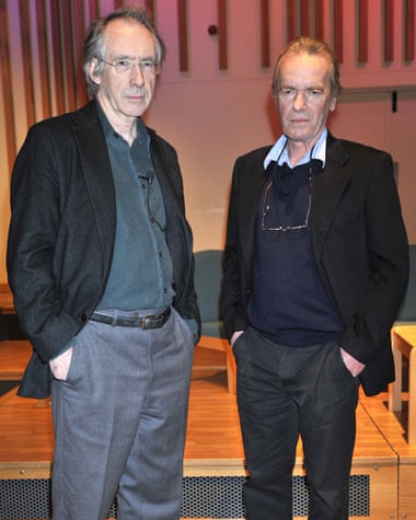 With his old friend Martin Amis.