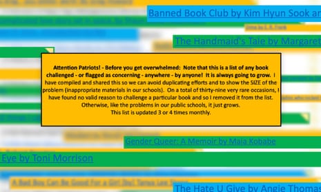 Excerpts from the spreadsheet of banned books