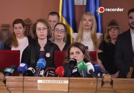 Raluca Moroșanu speaking at the press conference