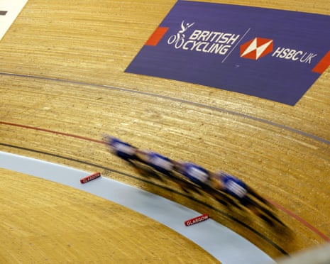 Cyclists competing on the track