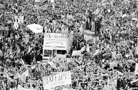 The open-top-bus parade in Southampton after the FA Cup final win