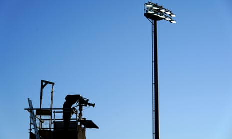 A lone cameraperson shoots the action as Boreham Wood host Halifax Town.