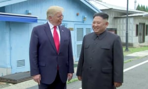 US President Donald Trump meets with North Korean leader Kim Jong Un at the DMZ separating the two Koreas, in Panmunjom.