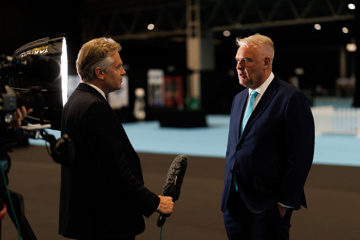 Lee Anderson being interviewed at the Reform UK conference.